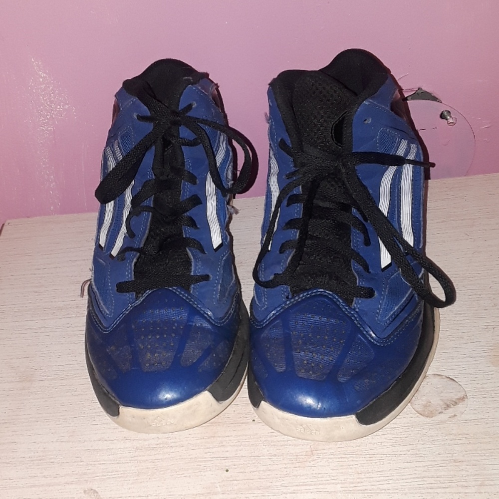 Blue adidas basketball shoes